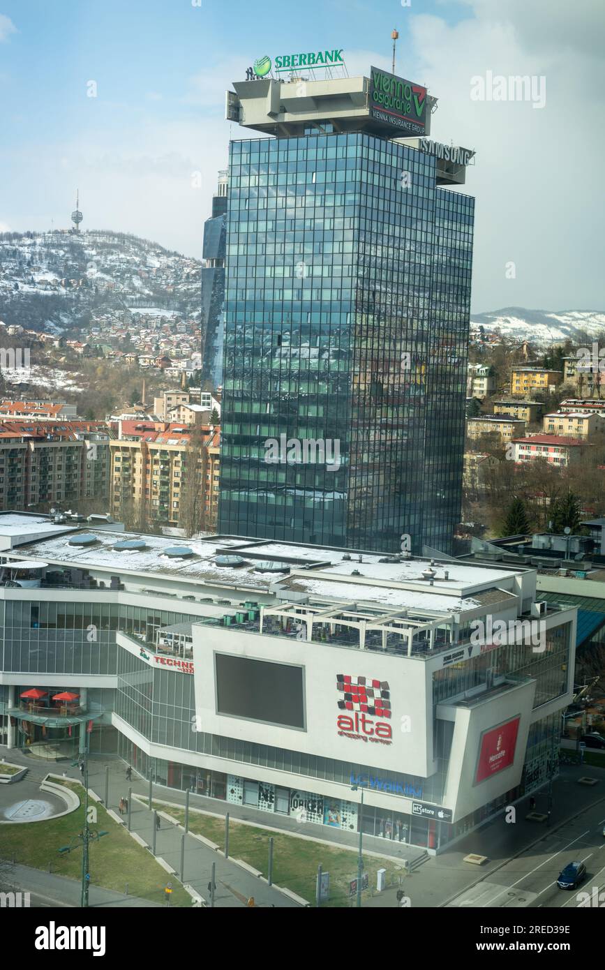 SARAJEVO, BOSNIA AND HERZEGOVINA - JUL 16: Traffic at Marindvor Square