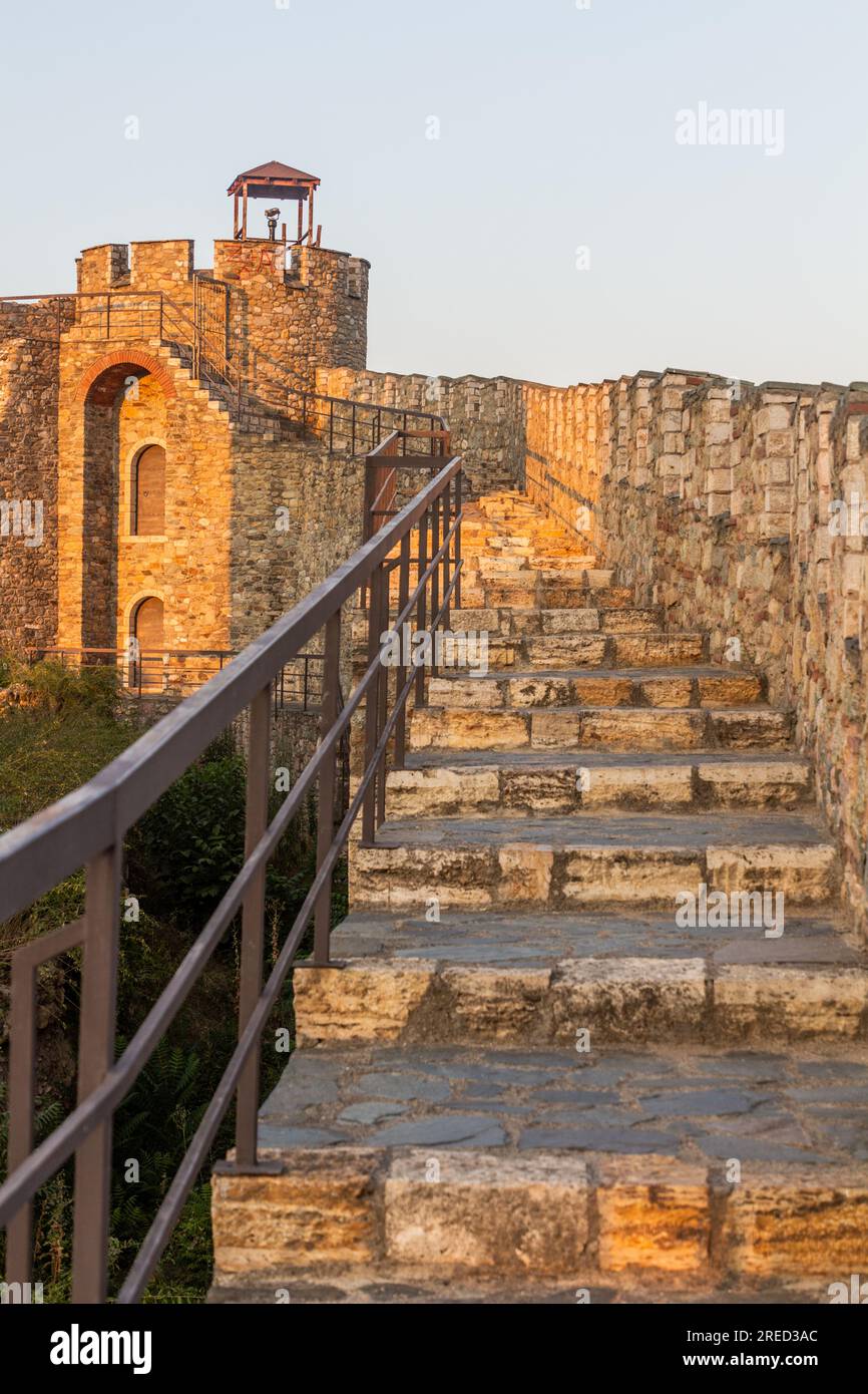 Fortification walls of Kale fortress in Skopje, North Macedonia Stock Photo