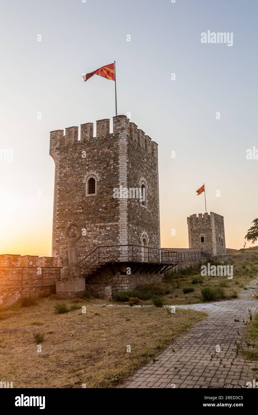 Towers and walls of Kale fortress in Skopje, North Macedonia Stock ...