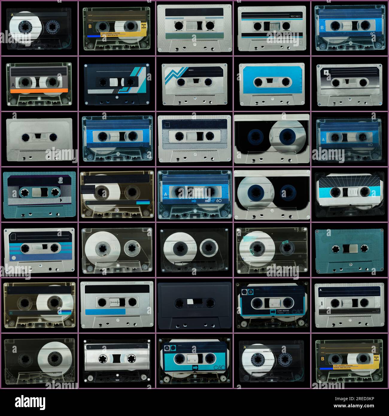 Collage of various vintage audio cassettes tapes Stock Photo Alamy