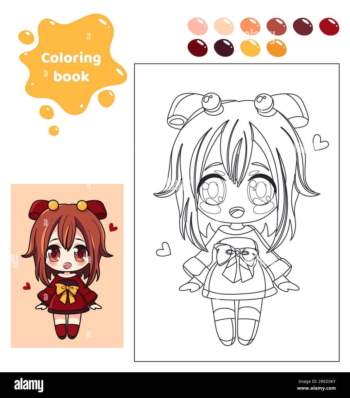 Coloring book for kids. Girl in school uniform. Stock Vector