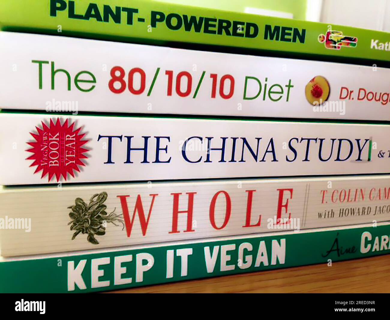 Healthy eating living plant based books Stock Photo