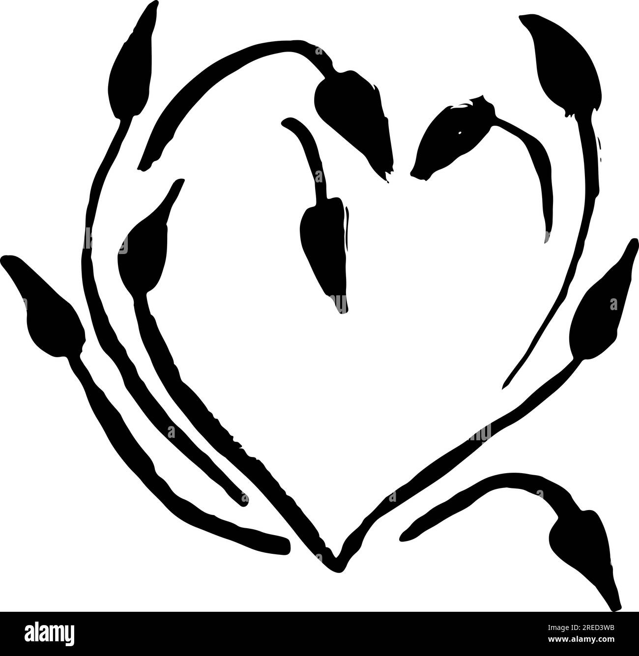 Hand Drawn Dry Brush Leaves Heart Pattern Stock Vector Image & Art - Alamy