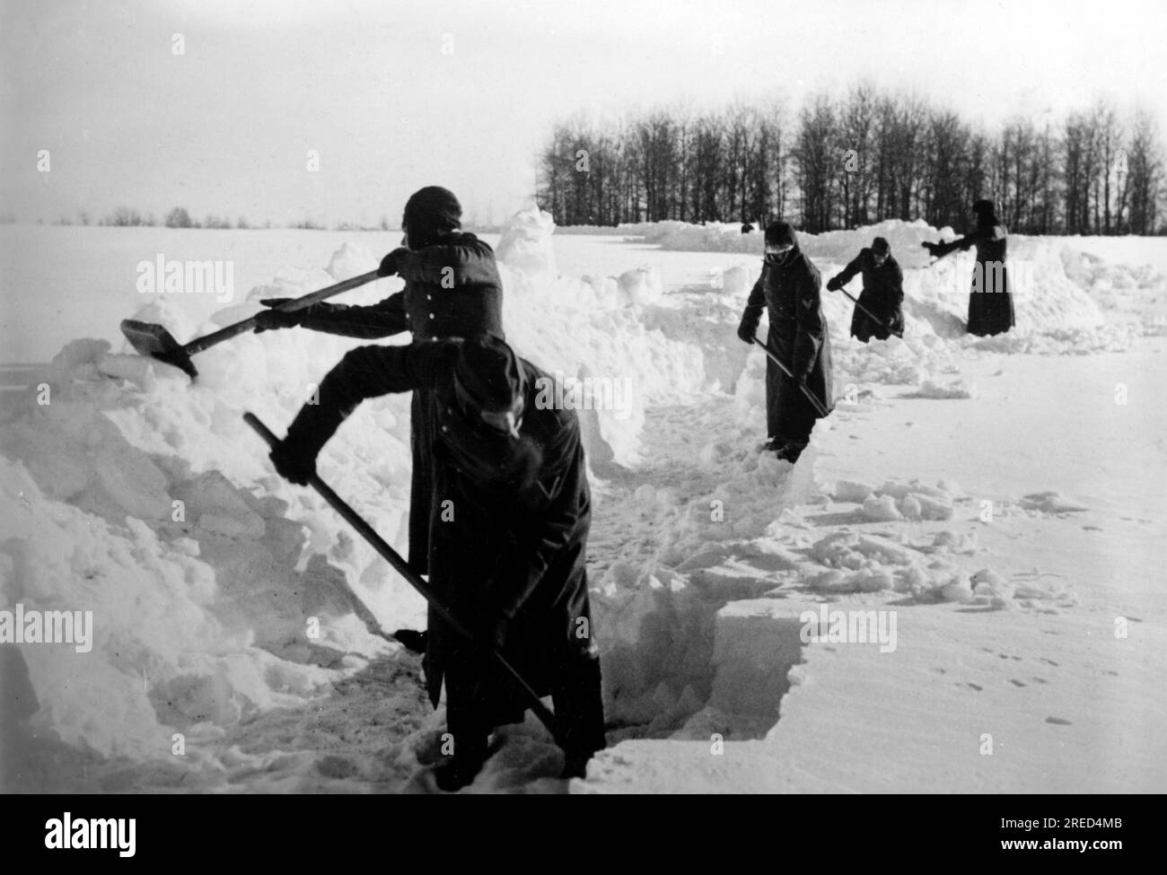 German soldiers clear a path in German positions in front of Moscow
