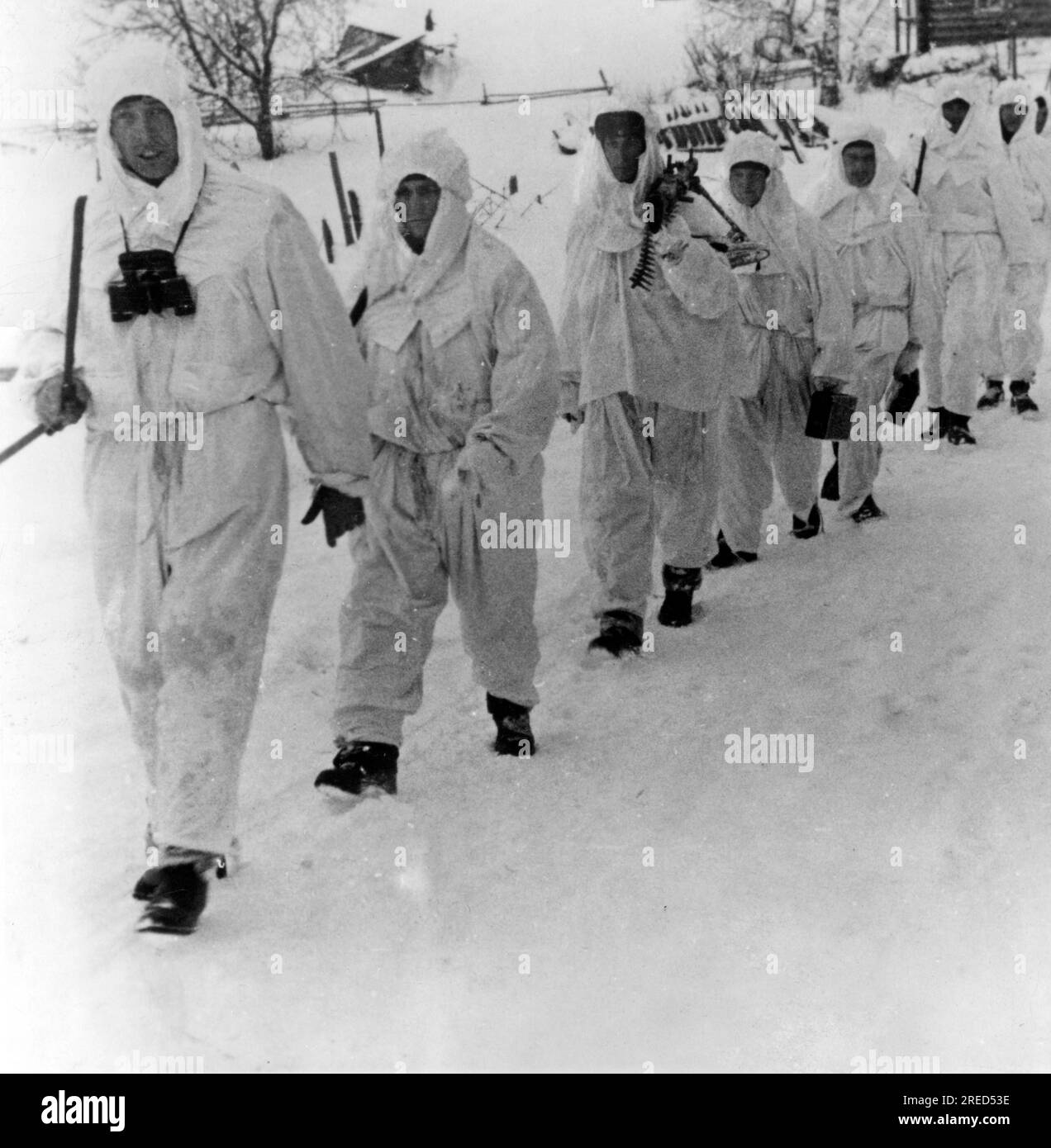 German soldiers in snow camouflage hi-res stock photography