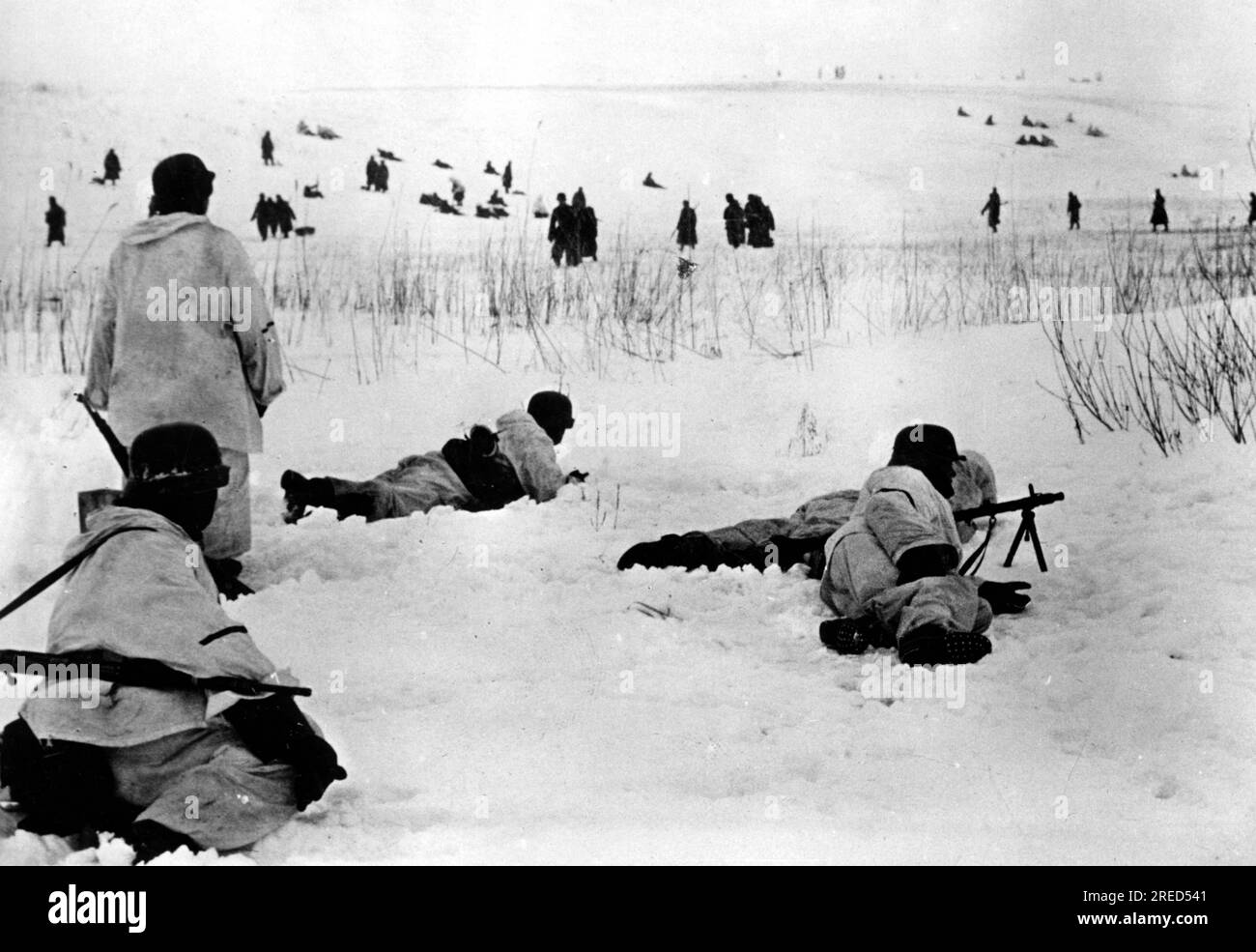 German infantry getting ready for an attack in winter, probably in the ...