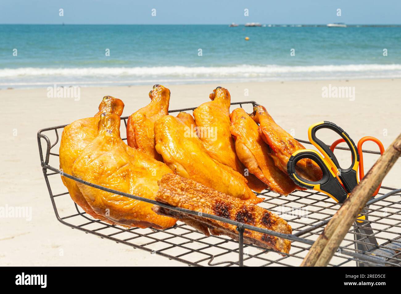 Thailand Koh Samet Traditional Thai chicken barbecue cooking street