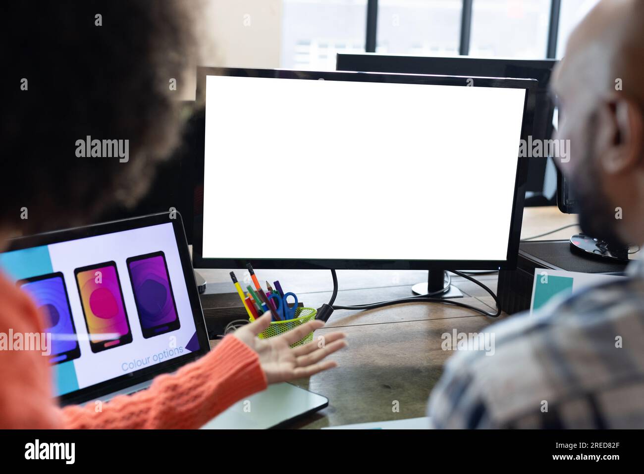 Rear view computer work hi-res stock photography and images - Alamy