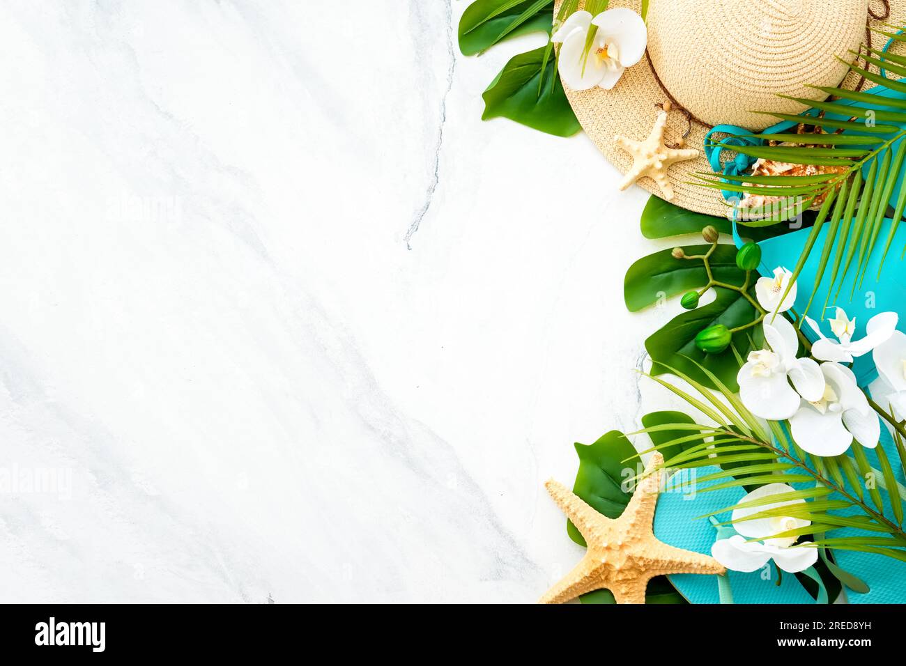 Summer flat lay background, sea vacation on white Stock Photo - Alamy