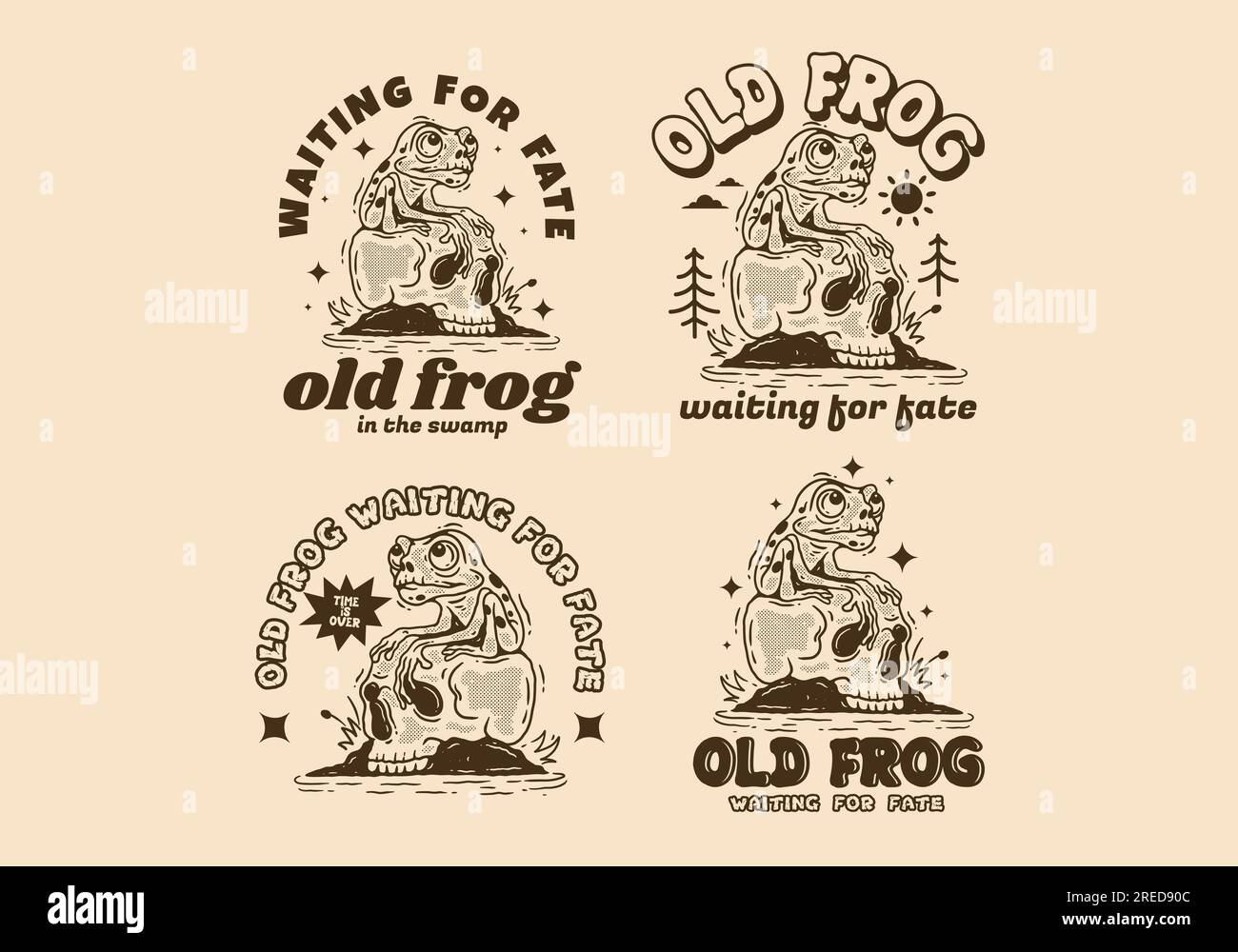 Old frog waiting for fate, Vintage Mascot character design of frog ...