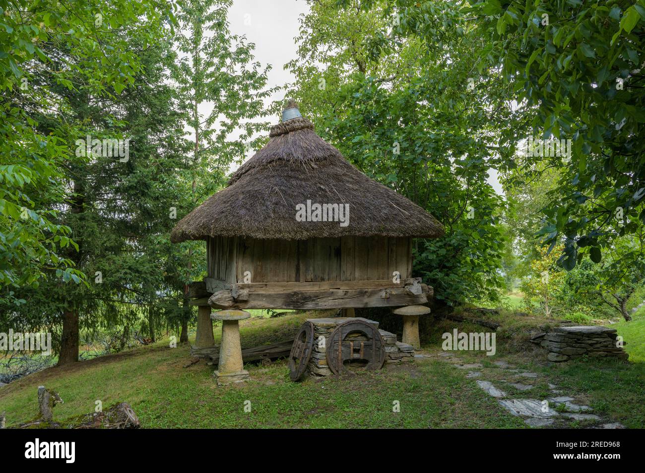 A typical Galician Granary in the spanish countryside Stock Photo