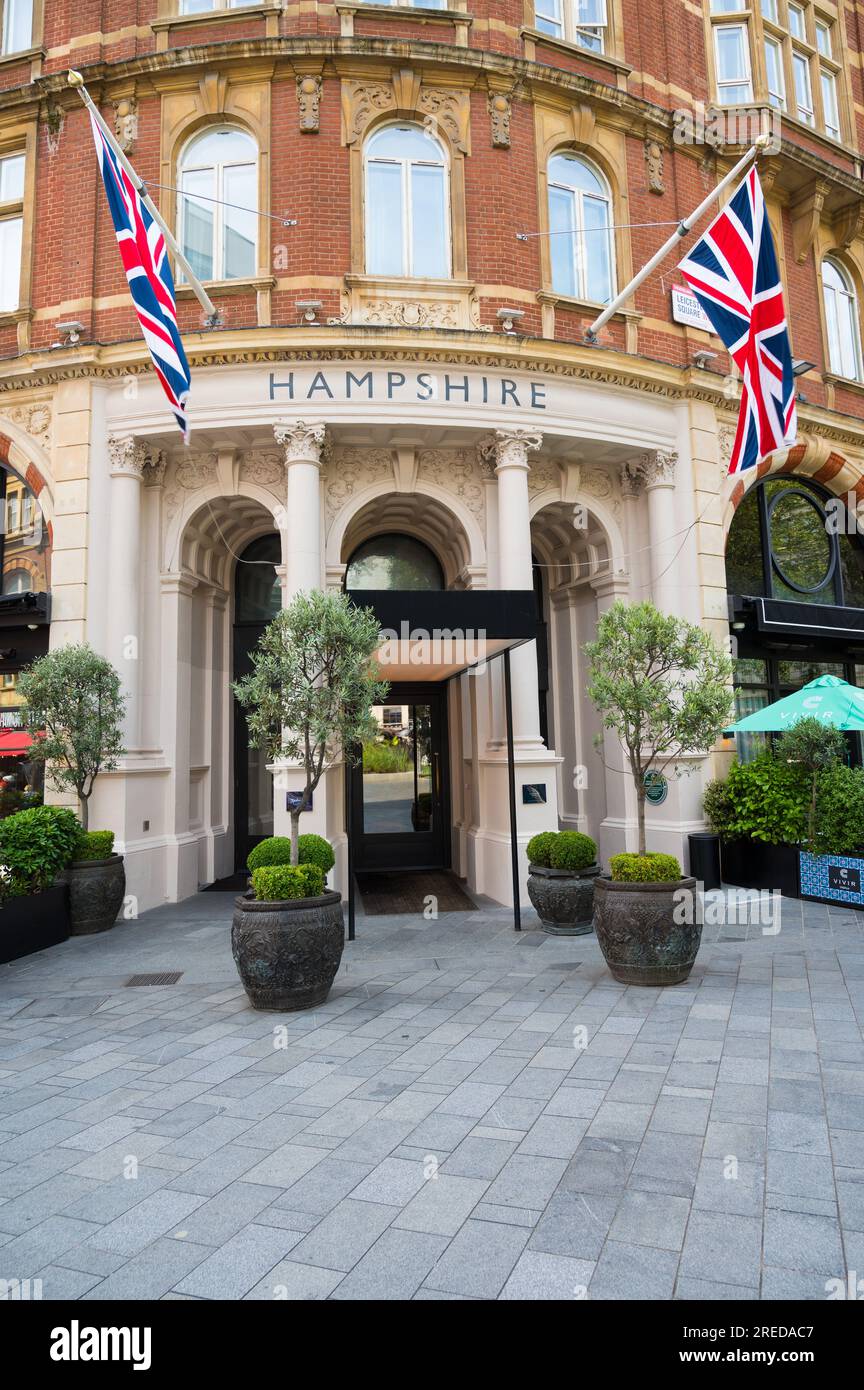 Exterior facade of the entrance of the Radisson Blu Edwardian Hampshire Hotel, Leicester Square