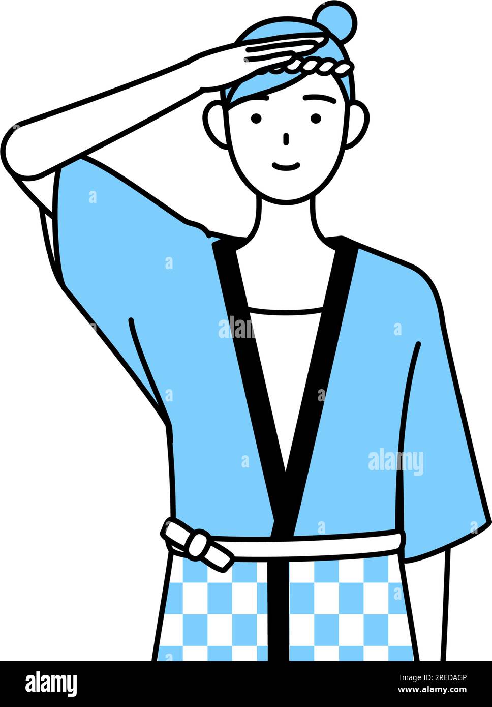 Woman wearing Happi coat for summer festivals making a salute, Vector ...
