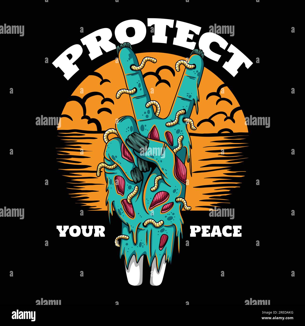 Hand zombie peace sign vector illustration for your company or brand Stock Vector