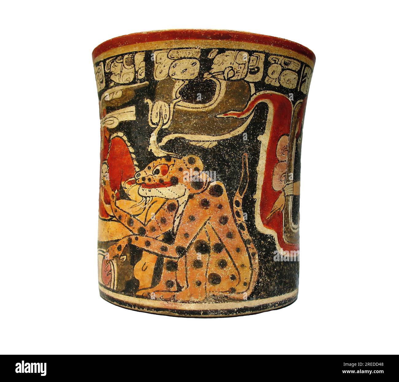 Maya polychrome cylinder vase, CE 600-900 Stock Photo