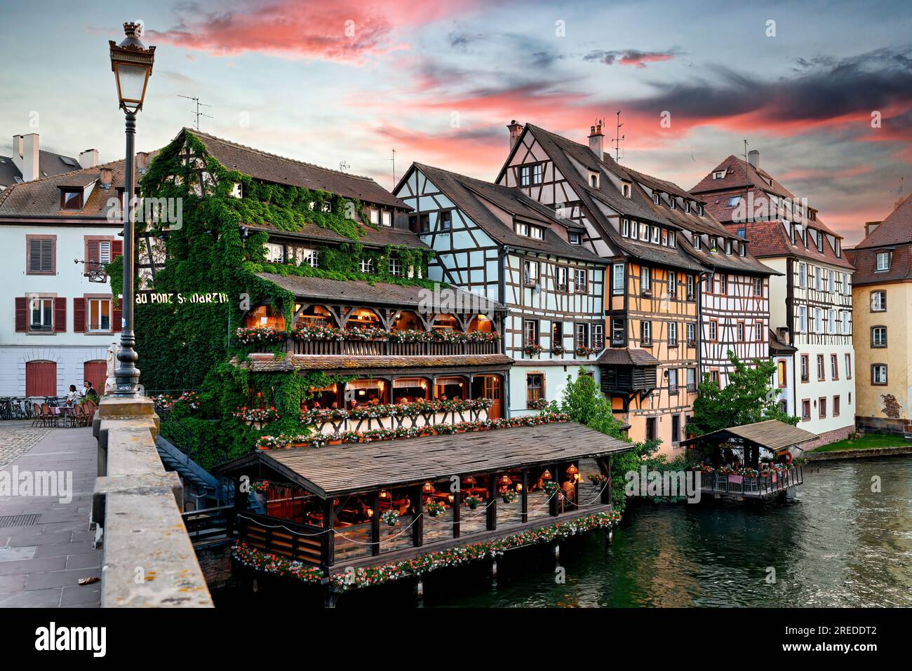 Strasbourg Alsace France. The coloured timber framed houses in Petit France district Stock Photo