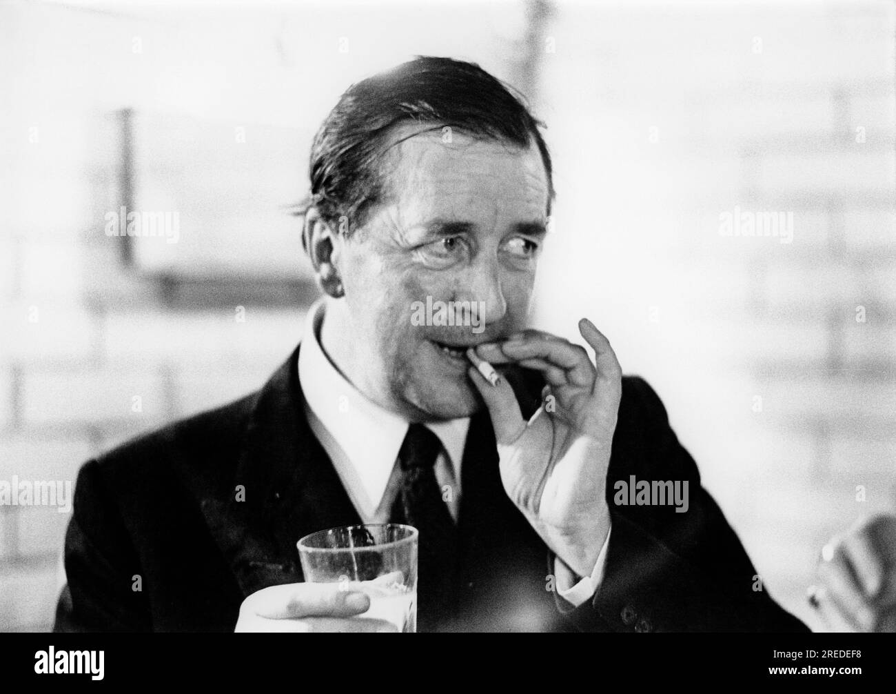 English playwright and screenwriter Robert Bolt (1924-1995) at CINEMA CITY - An Exhibition of 75 Years of Moving Pictures at the Round House, London NW1 in October 1970 Stock Photo