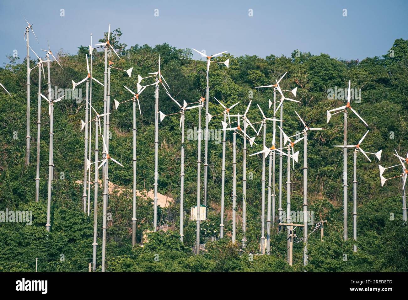 beautiful green view of windmill farm providing eco-friendly energy ...