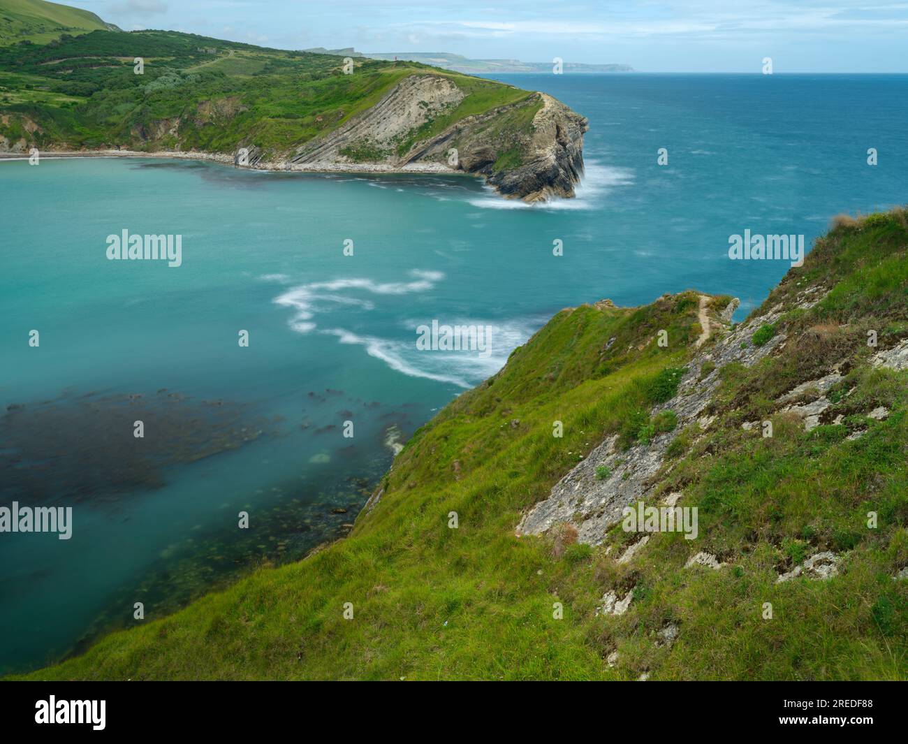 The entrance to Lulworth Cove on the Jurassic Coast in Dorset, England. Stock Photo