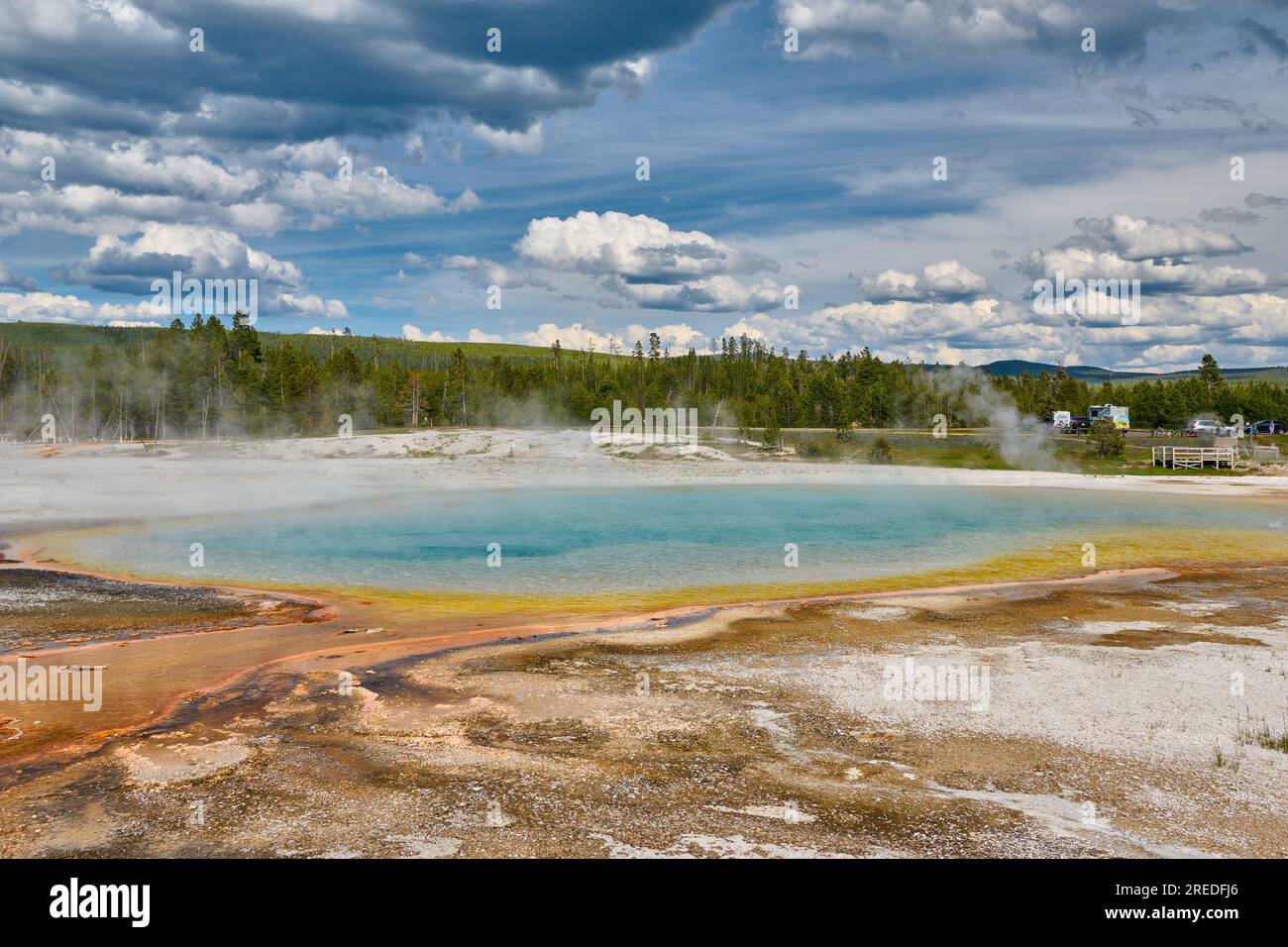 Rainbow Pool, Black Sand Basin, Yellowstone National Park, Wyoming, United States of America Stock Photo