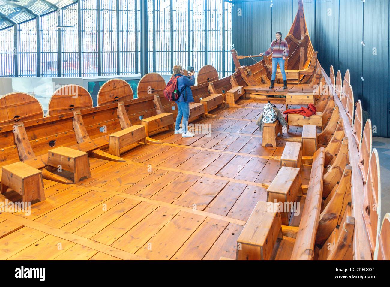 Myklebust ship deck, Sagastad Vikingcenter (Viking Ship Museum), Sjøgata, Nordfjordeid, Vestland County, Norway Stock Photo