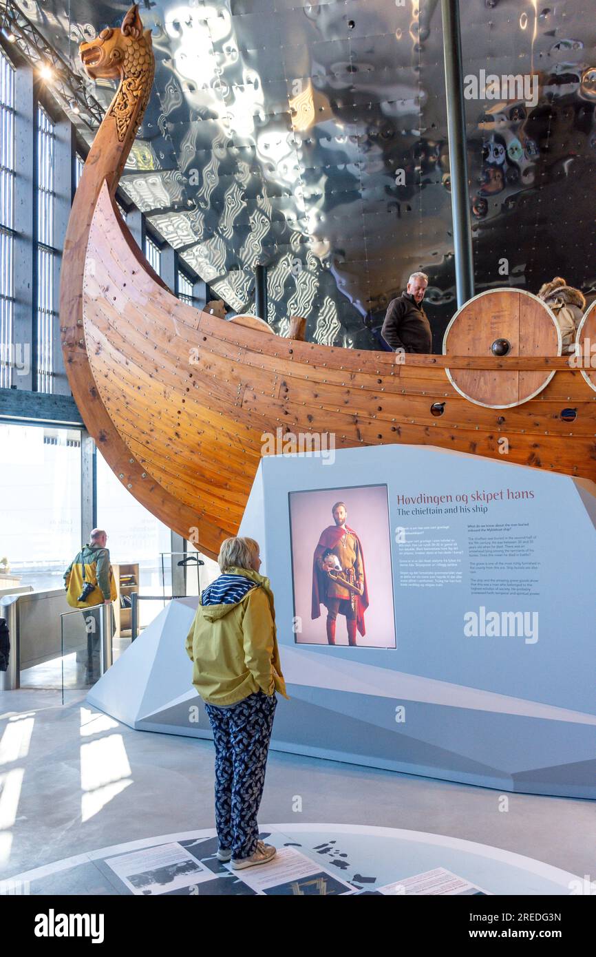 Myklebust ship bow, Sagastad Vikingcenter (Viking Ship Museum), Sjøgata, Nordfjordeid, Vestland County, Norway Stock Photo