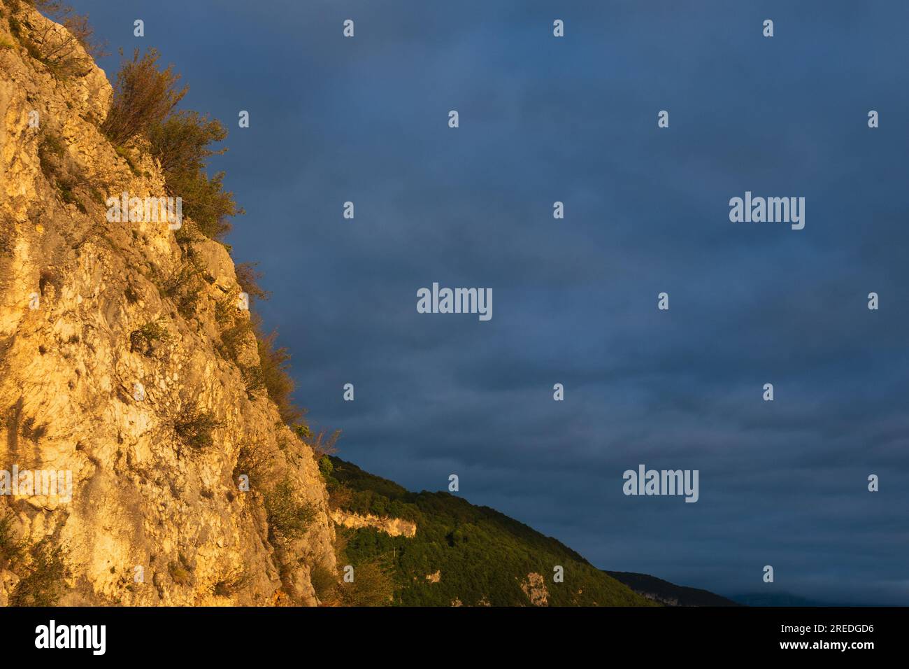 Sunset over the Jura mountains near Bourget lake, France. Majestic