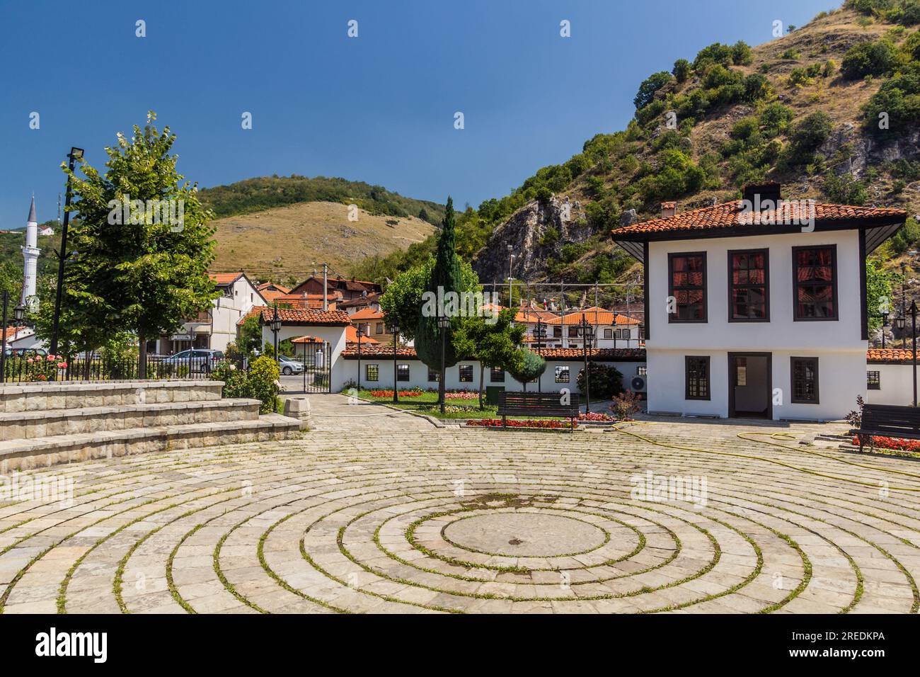 Grounds of the Monumental Complex of the Albanian League of Prizren, Kosovo Stock Photo