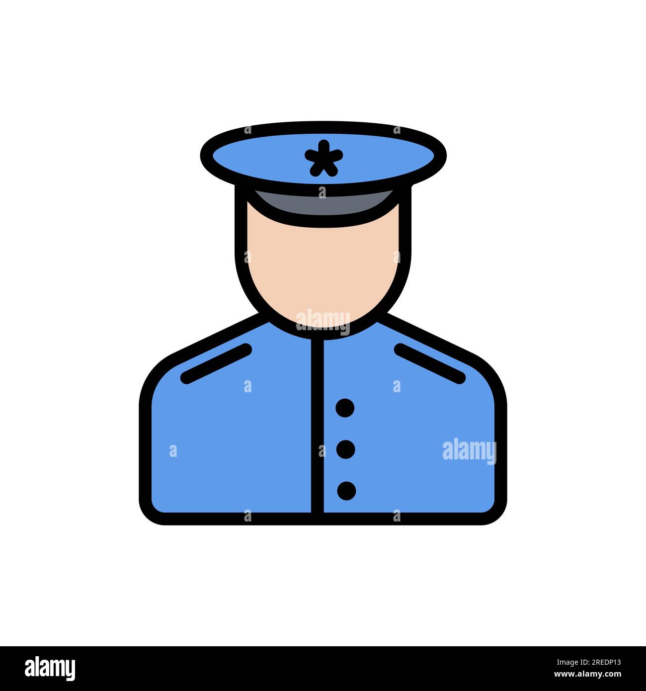 policeman line color filled icon isolated Stock Vector