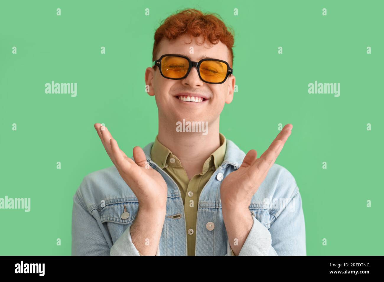 Young happy redhead man wearing hi-res stock photography and images - Alamy