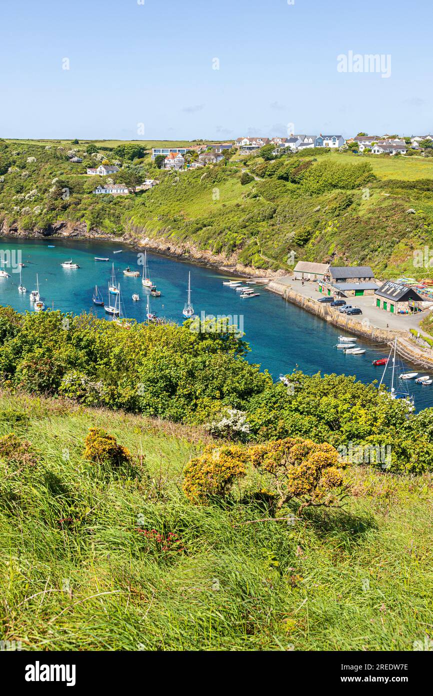 Solva Harbour in the estuary of the River Solva viewed from The Gribin at Solva in the Pembrokeshire Coast National Park, West Wales UK Stock Photo
