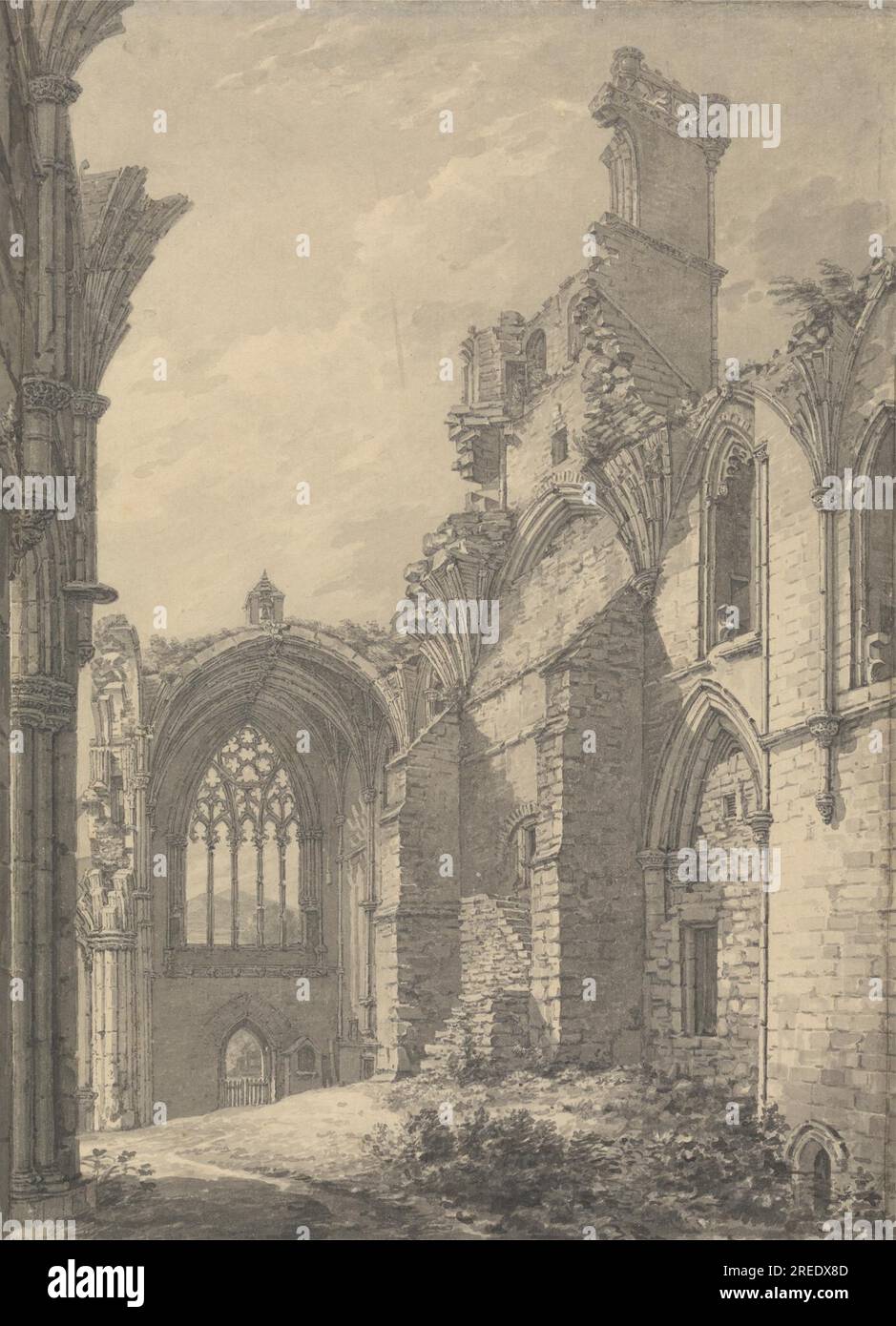 Old Roxburgh Transept of Melrose Abbey, 1778 Near Old Melrose on the River Tweed ...