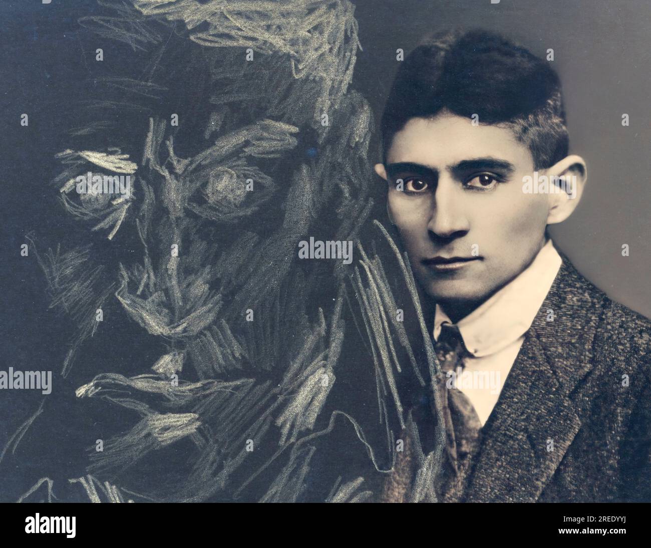 Portrait of Franz Kafka, 1883 – 1924, German-speaking Bohemian novelist,  digitally edited according to a photograph and a self portrait Stock Photo  - Alamy