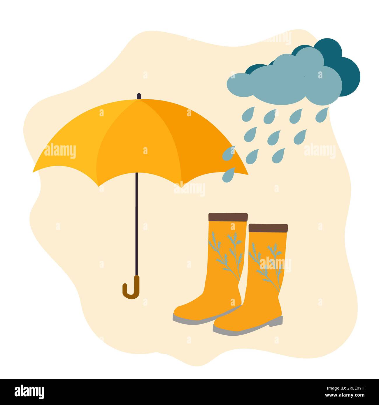 Autumn poster for background, blog, greeting. With elements of rain