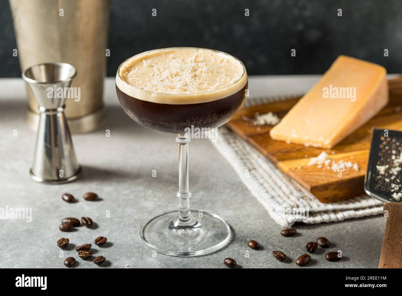 Parmesan Cheese Espresso Martini Cocktail with Vodka Stock Photo Alamy
