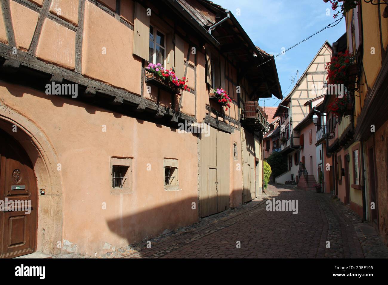 half-timbered houses in eguisheim in alsace (france) Stock Photo
