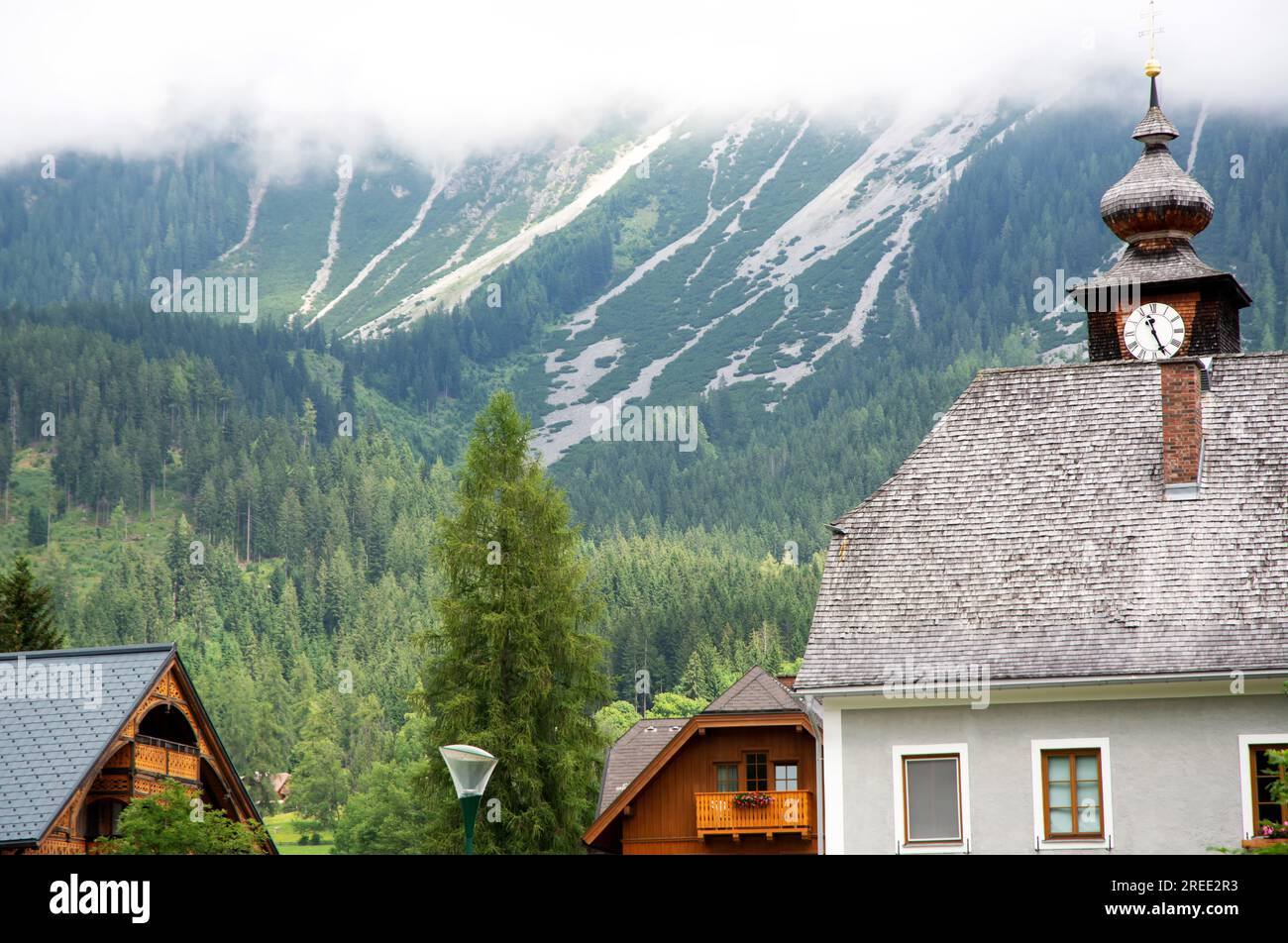 Buildings in Dachstein region in Austria Stock Photo