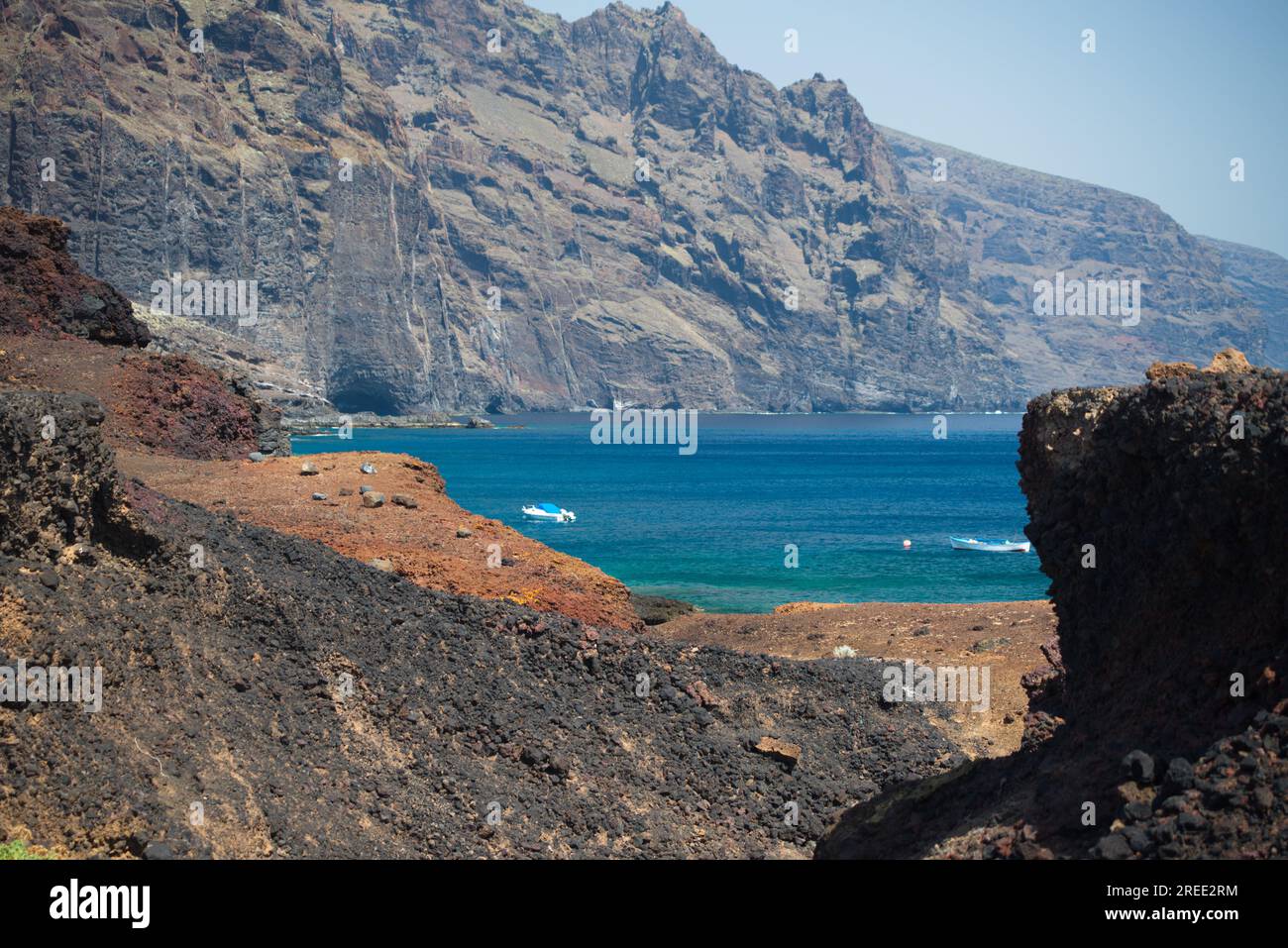 Los Gigantes cliffs from Punta de Teno, Tenerife, Canary Islands. Acantilados de los Gigantes desde Punta de Teno. Stock Photo