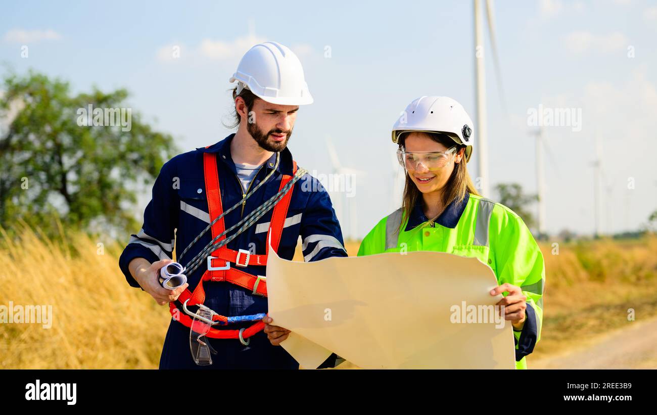 Engineer working with confident. Worker outdoor working. Mega project construction. Stock Photo