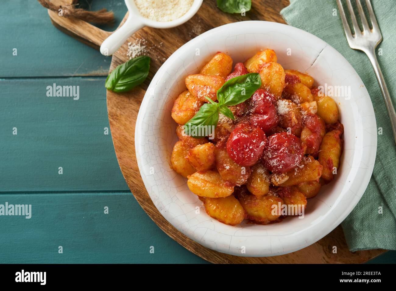 Potato gnocchi. Traditional homemade potato gnocchi with tomato sauce ...