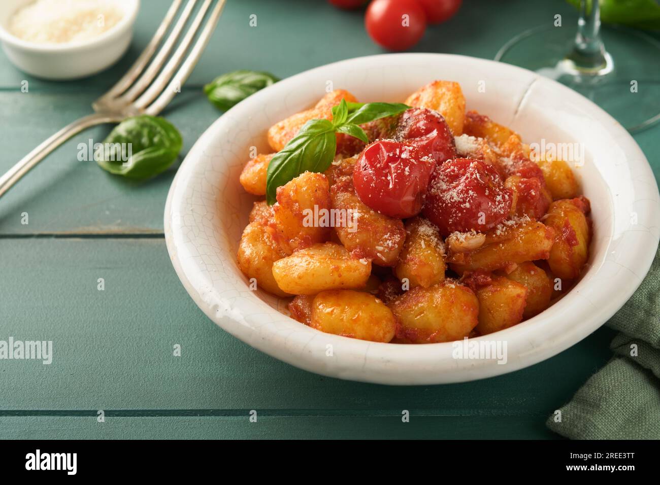 Potato gnocchi. Traditional homemade potato gnocchi with tomato sauce ...