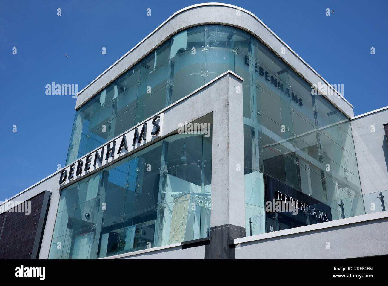 Debenhams store closed down in Bangor City, Gwynedd; North Wales; Wales; Welsh; United Kingdom; Uk Stock Photo