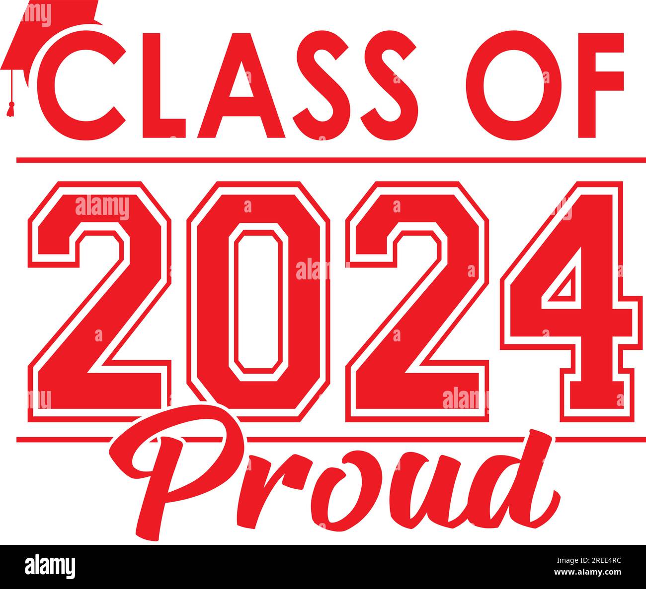 Red Class of 2024 Proud Stock Vector