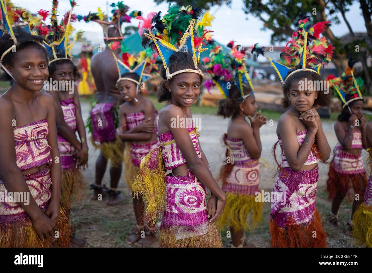 Vanuatu dancers traditional costumes hi-res stock photography and