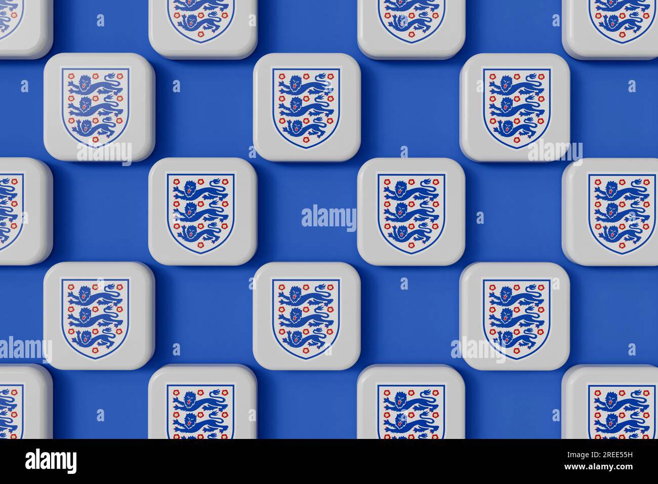 LONDON, UK July 2023 England national football team logo. 3D