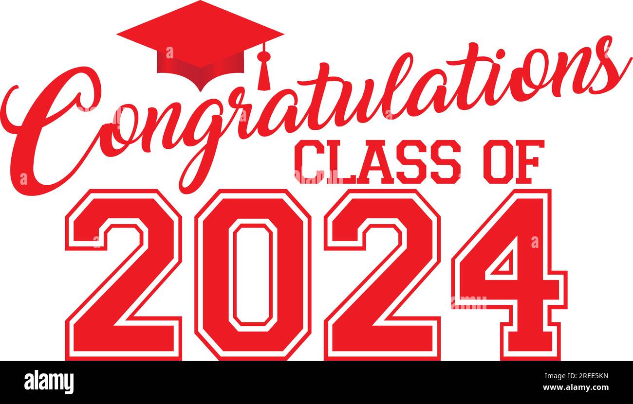 Red Congratulations Class of 2024 Stock Vector