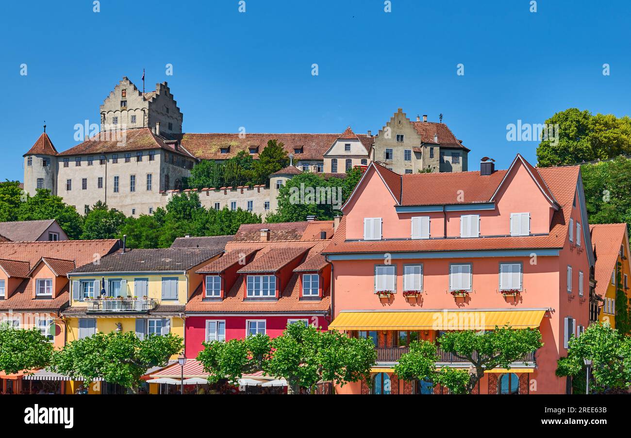 Meersburg, Germany, the colorful houses of the village on the lakefront