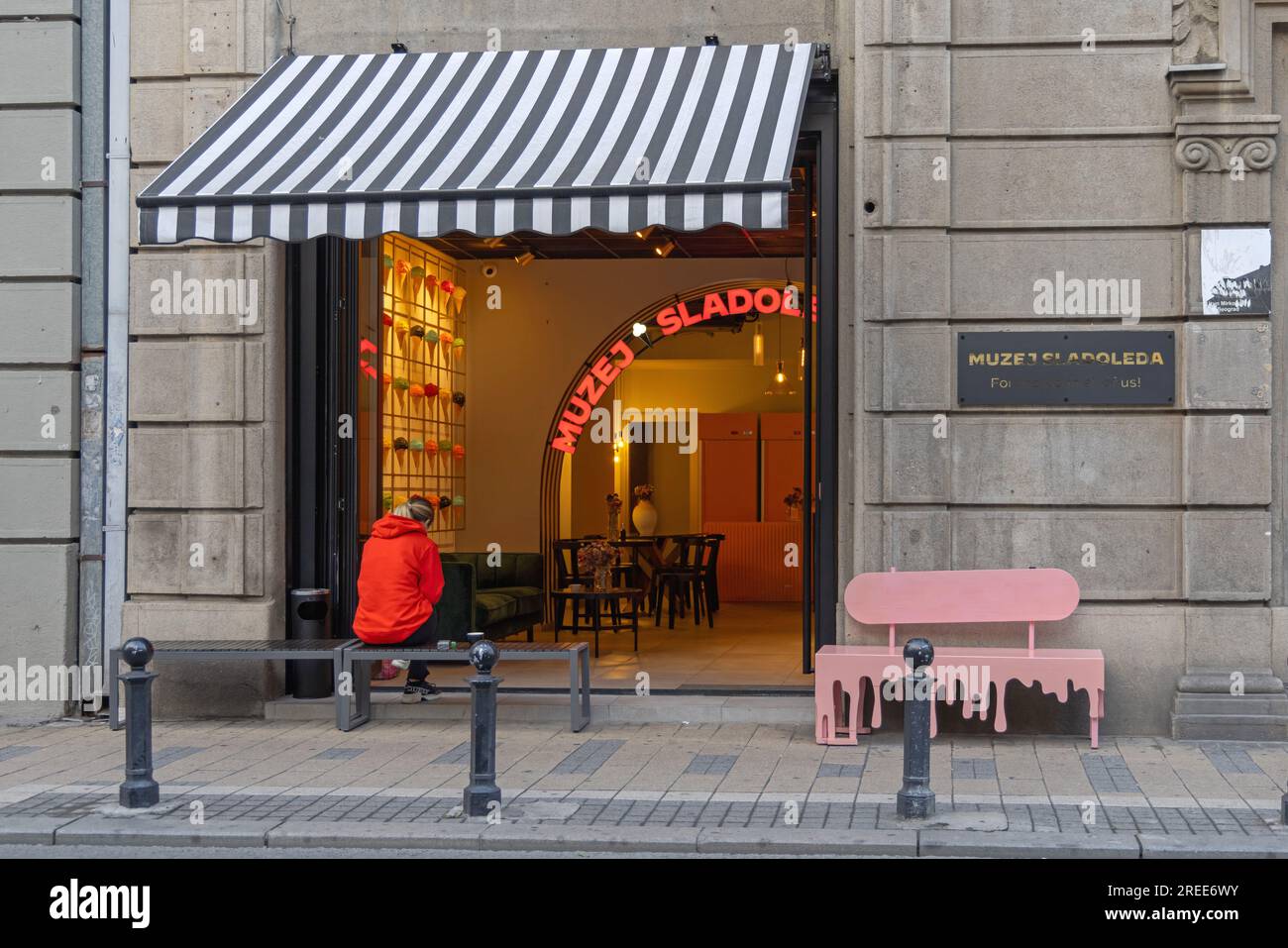 Belgrade, Serbia September 28, 2021 Ice Cream Museum Sweet Shop at