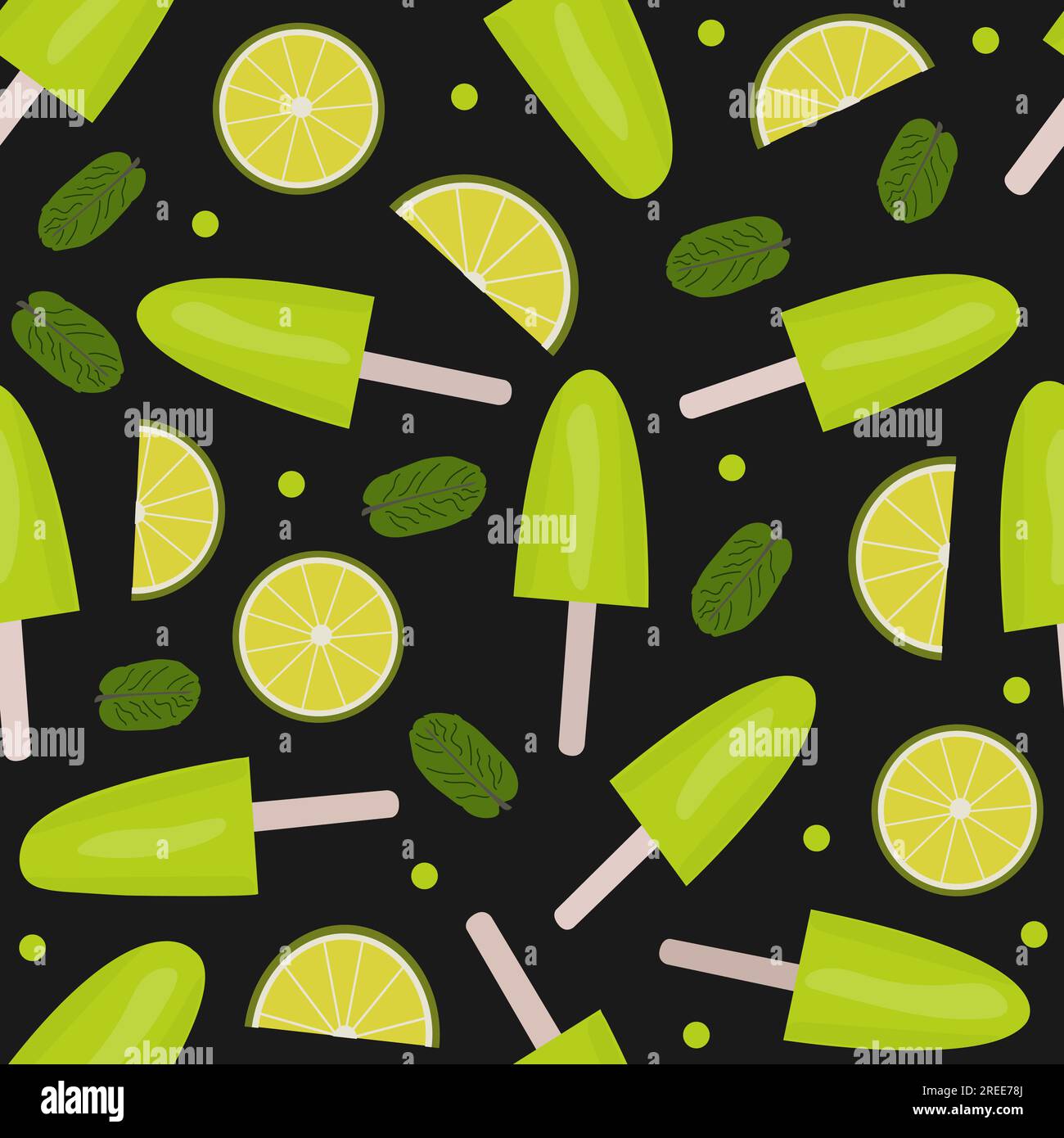 Seamless pattern ice cream mojito. Vector illustration Stock Vector