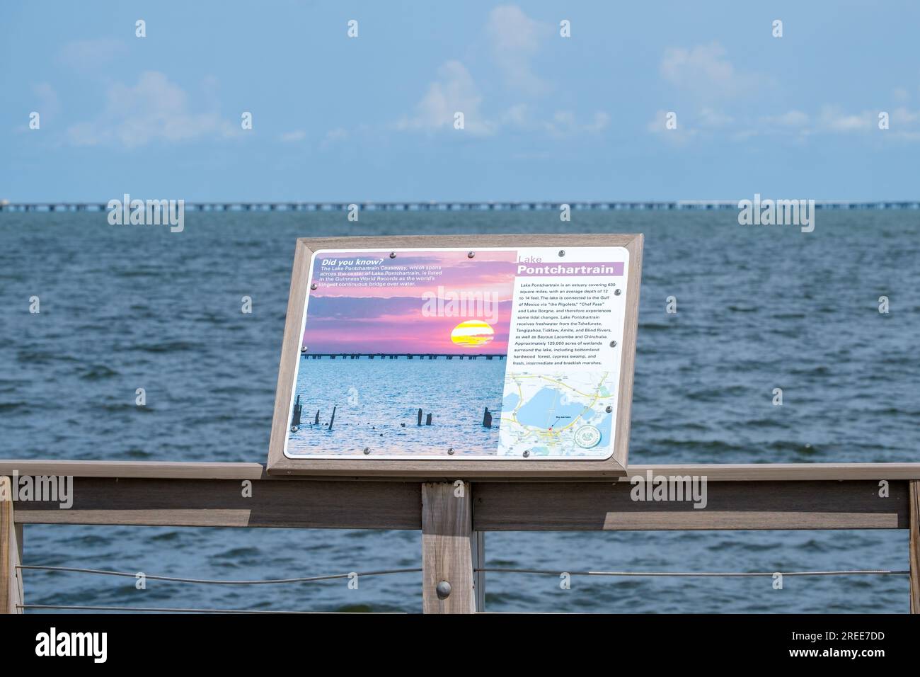 NEW ORLEANS, LA, USA - JULY 2, 2023: Lake Pontchartrain marker with